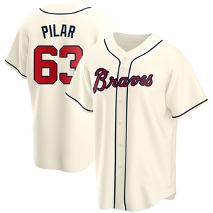 Men's Atlanta Braves Anderson Pilar Replica Cream Alternate Jersey