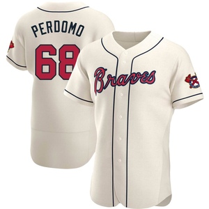 Men's Atlanta Braves Angel Perdomo Authentic Cream Alternate Jersey