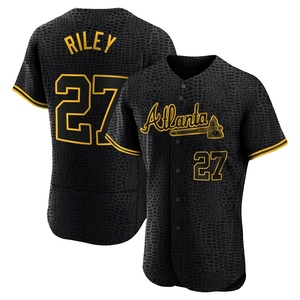 Men's Atlanta Braves Austin Riley Authentic Black Snake Skin City Jersey
