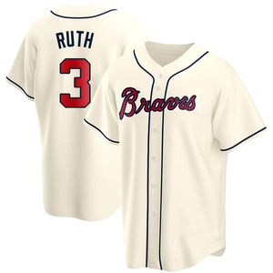 Men's Atlanta Braves Babe Ruth Replica Cream Alternate Jersey