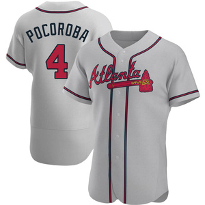 Men's Atlanta Braves Biff Pocoroba Authentic Gray Road Jersey