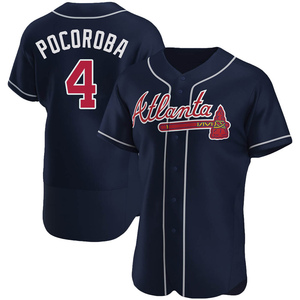 Men's Atlanta Braves Biff Pocoroba Authentic Navy Alternate Jersey