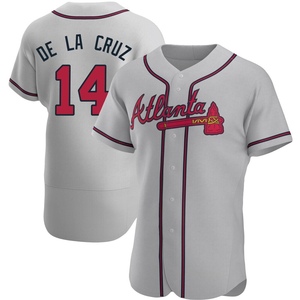 Men's Atlanta Braves Bryan De La Cruz Authentic Gray Road Jersey