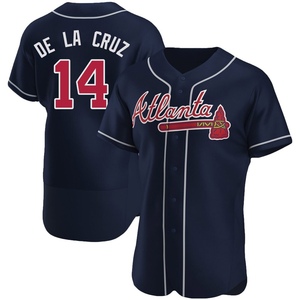 Men's Atlanta Braves Bryan De La Cruz Authentic Navy Alternate Jersey