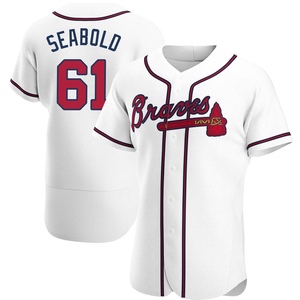 Men's Atlanta Braves Connor Seabold Authentic White Home Jersey