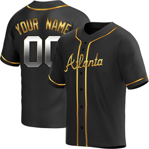 Men's Atlanta Braves Custom Replica Black Golden Alternate Jersey