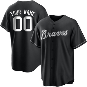 Men's Atlanta Braves Custom Replica White Black/ Jersey