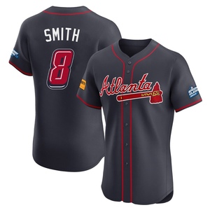 Men's Atlanta Braves Dominic Smith Elite Navy 2025 Speedway Classic Alternate Jersey
