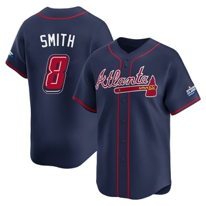 Men's Atlanta Braves Dominic Smith Limited Navy 2025 Speedway Classic Alternate Jersey