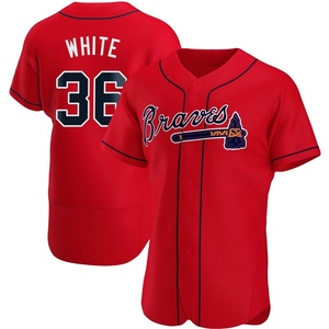 Men's Atlanta Braves Eli White Authentic White Red Alternate Jersey