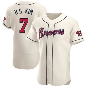 Men's Atlanta Braves Ha-Seong Kim Authentic Cream Alternate Jersey