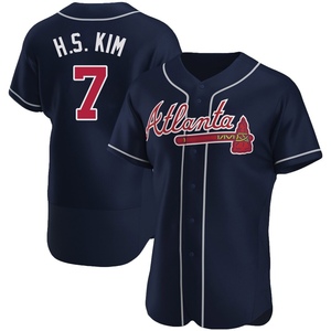 Men's Atlanta Braves Ha-Seong Kim Authentic Navy Alternate Jersey