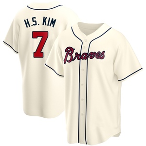 Men's Atlanta Braves Ha-Seong Kim Replica Cream Alternate Jersey