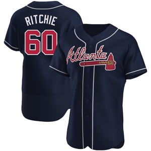 Men's Atlanta Braves JR Ritchie Authentic Navy Alternate Jersey