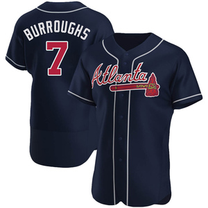 Men's Atlanta Braves Jeff Burroughs Authentic Navy Alternate Jersey