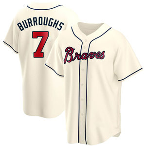 Men's Atlanta Braves Jeff Burroughs Replica Cream Alternate Jersey
