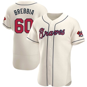 Men's Atlanta Braves John Brebbia Authentic Cream Alternate Jersey