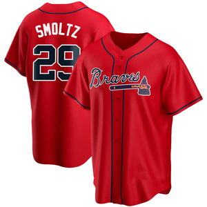 Men's Atlanta Braves John Smoltz Replica Red Alternate Jersey