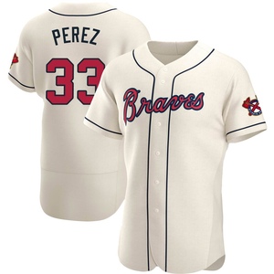 Men's Atlanta Braves Martin Perez Authentic Cream Alternate Jersey