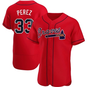 Men's Atlanta Braves Martin Perez Authentic Red Alternate Jersey
