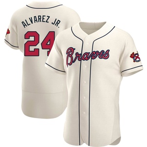 Men's Atlanta Braves Nacho Alvarez Jr. Authentic Cream Alternate Jersey