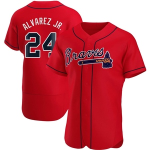Men's Atlanta Braves Nacho Alvarez Jr. Authentic Red Alternate Jersey