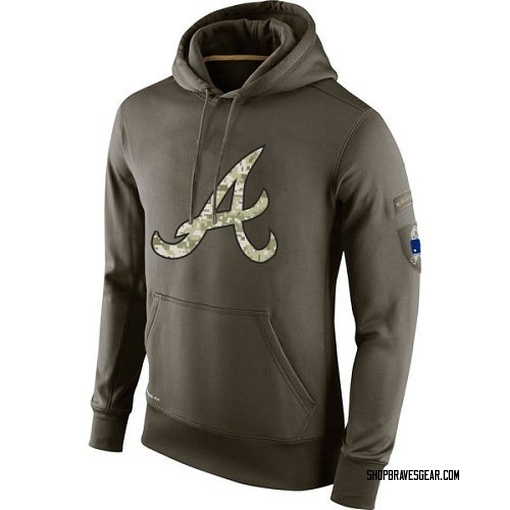 Men s Atlanta Braves Olive Salute To Service KO Performance Hoodie