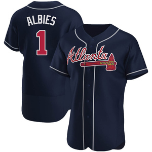Men's Atlanta Braves Ozzie Albies Authentic Navy Alternate Jersey
