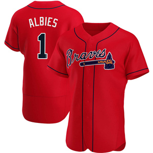 Men's Atlanta Braves Ozzie Albies Authentic Red Alternate Jersey