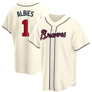 Men's Atlanta Braves Ozzie Albies Replica Cream Alternate Jersey