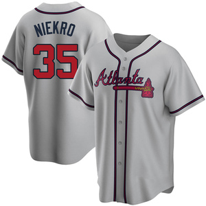 Men's Atlanta Braves Phil Niekro Replica Gray Road Jersey