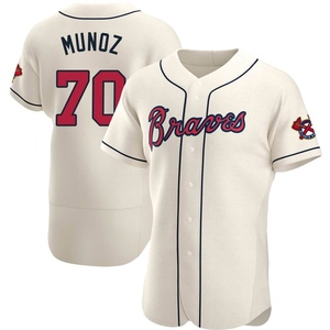 Men's Atlanta Braves Rolddy Munoz Authentic Cream Alternate Jersey