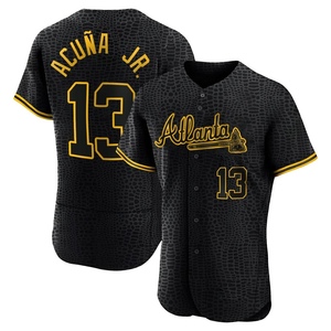 Men's Atlanta Braves Ronald Acuna Jr. Authentic Black Snake Skin City Jersey