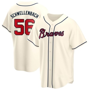 Men's Atlanta Braves Spencer Schwellenbach Replica Cream Alternate Jersey
