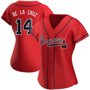 Women's Atlanta Braves Bryan De La Cruz Replica Red Alternate Jersey