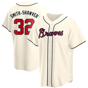 Youth Atlanta Braves AJ Smith-Shawver Replica Cream Alternate Jersey