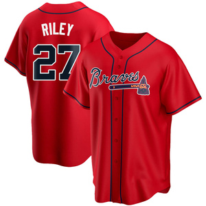 Youth Atlanta Braves Austin Riley Replica Red Alternate Jersey