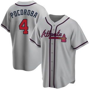 Youth Atlanta Braves Biff Pocoroba Replica Gray Road Jersey