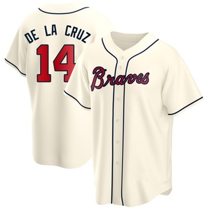 Youth Atlanta Braves Bryan De La Cruz Replica Cream Alternate Jersey