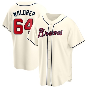 Youth Atlanta Braves Hurston Waldrep Replica Cream Alternate Jersey