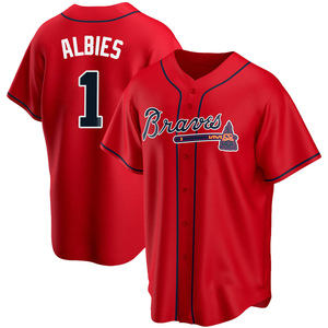 Youth Atlanta Braves Ozzie Albies Replica Red Alternate Jersey