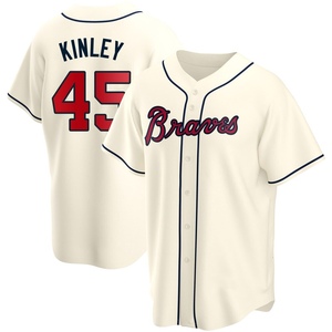 Youth Atlanta Braves Tyler Kinley Replica Cream Alternate Jersey
